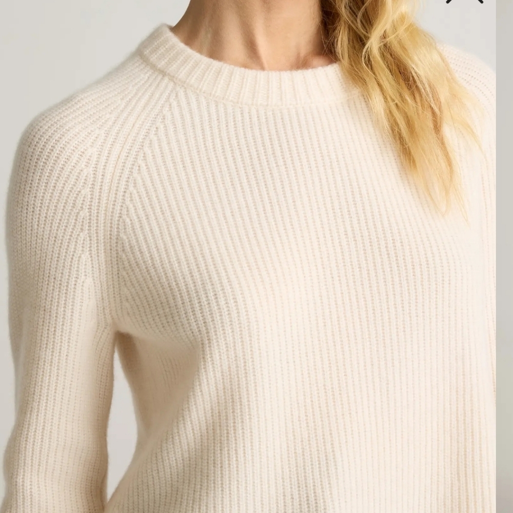 Quince Cream Women's Crew Neck Cashmere  Sweater - Picture 3 of 10